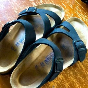 Black leather Birkenstock Rio soft